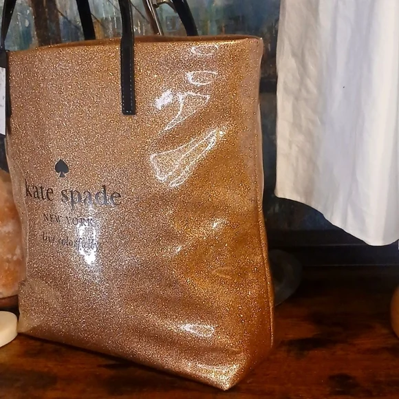 OMG! Kate Spade PINK ROSE Gold SPARKLE ✨️Tote Bag - Picture 5 of 13